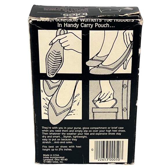 Totes Pocketable Toe Rubbers Vintage 80s Shoe Protectors Pumps Heels Size Small - Picture 4 of 5